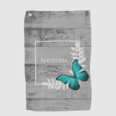 Serviette de golf turquoise papillon Rustique (Devant)