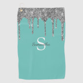 Serviette De Golf Turquoise Parties scintillant Argent Déchets Étinc (Devant)