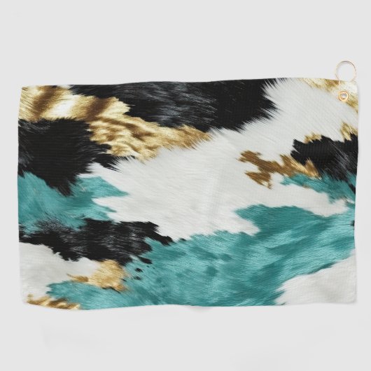 Serviette De Golf Turquoise Vert Or Noir Blanc (Horizontal)