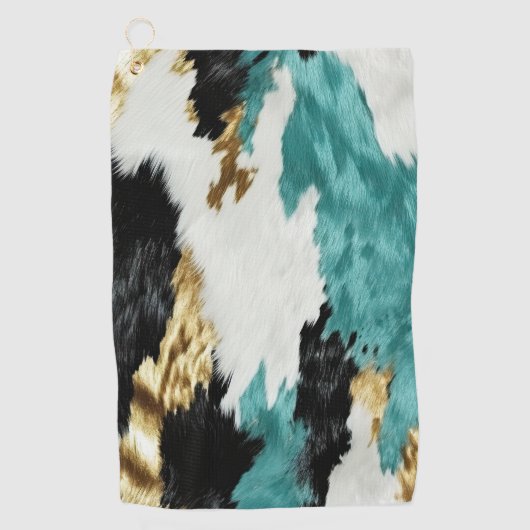 Serviette De Golf Turquoise Vert Or Noir Blanc (Devant)