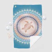 Serviette De Golf Turtle rose Gold Turquoise Mandala (En situation)