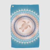 Serviette De Golf Turtle rose Gold Turquoise Mandala (Devant)