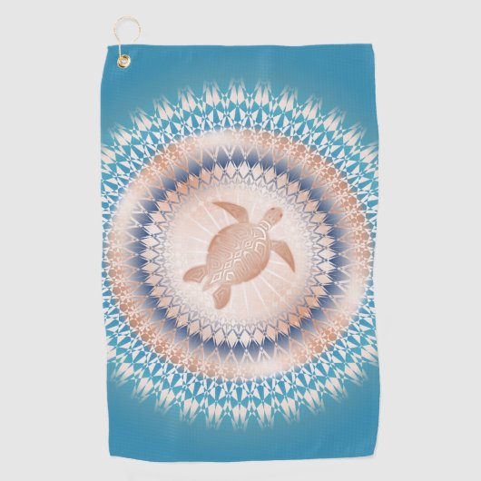 Serviette De Golf Turtle rose Gold Turquoise Mandala (Devant)
