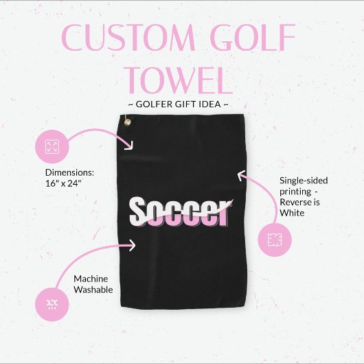 Serviette De Golf Typographie de football Art moderne Swish Abstrait