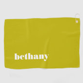 Serviette De Golf Typographie Épaisse Monogramme Chartreuse (Horizontal)