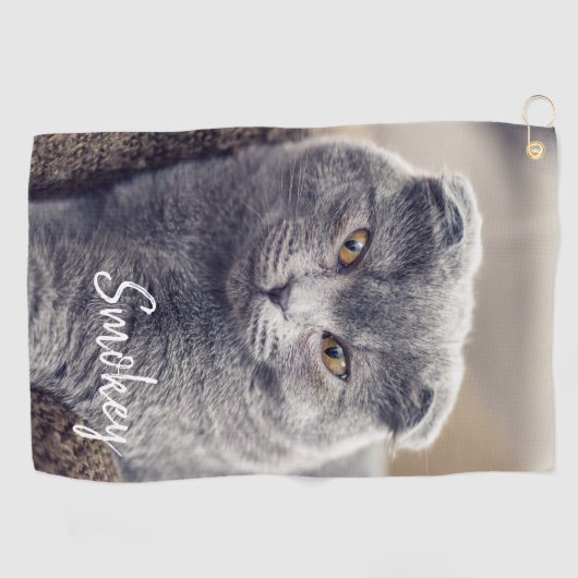 Serviette De Golf Typographie et photo des noms d'animaux familiers (Horizontal)