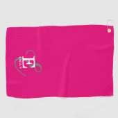 Serviette De Golf Typographie Monogramme Unique Et Élégante Rose Cha (Horizontal)