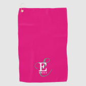 Serviette De Golf Typographie Monogramme Unique Et Élégante Rose Cha (Devant)