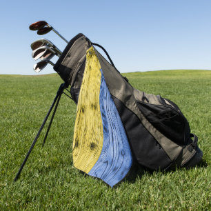 Serviette De Golf Ukraine drapeau bleu jaune motif de texture de boi