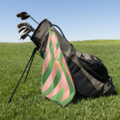 Serviette De Golf Ultra Chic Préparatoire Rose Vert Argyle Monogramm (Vert)
