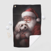 Serviette De Golf Un caniche au Père Noël Festif (En situation)