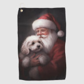 Serviette De Golf Un caniche au Père Noël Festif (Devant)