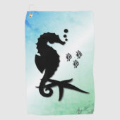 Serviette De Golf Un cheval de mer dans le vert (Devant)