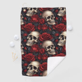 Serviette De Golf Un crâne et une série Rose 10 (En situation)