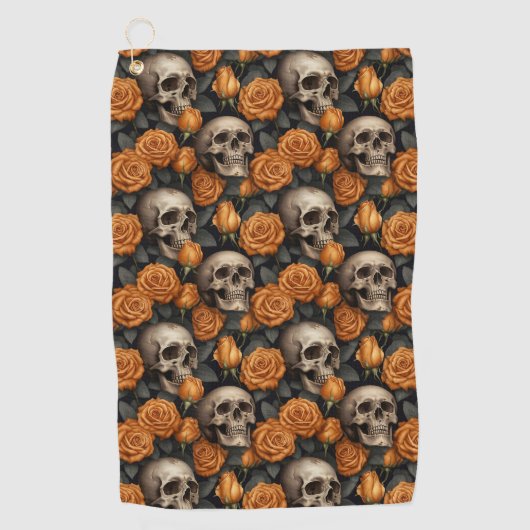 Serviette De Golf Un crâne et une série Rose 11 (Devant)