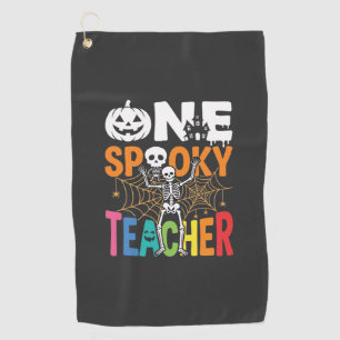 Serviette De Golf Un design Halloween d'enseignant effrayant_1