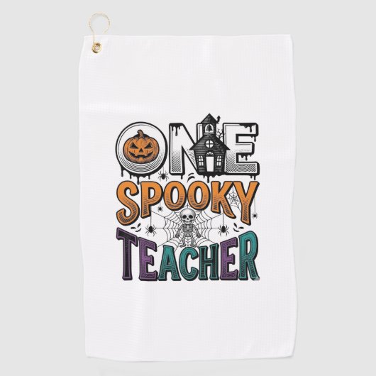 Serviette De Golf Un design vectoriel Halloween d'un professeur effr (Devant)