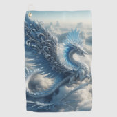 Serviette De Golf Un dragon superbe entouré de nuages (Devant)