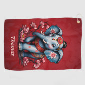 Serviette De Golf Un éléphant majestueux à la japonaise traditionnel (Horizontal)