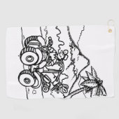 Serviette De Golf Un golfeur jouant au golf avec ses quatre roues (Horizontal)