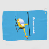 Serviette De Golf Un joli hélicoptère de dessin animé jaune (Horizontal)