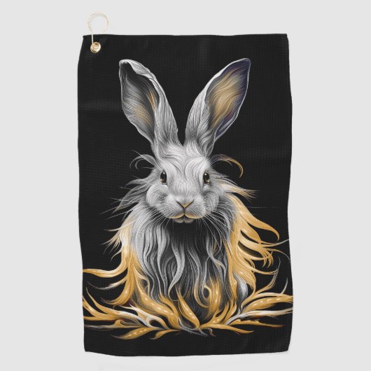 Serviette De Golf Un lapin gris génial en feu (Devant)