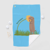 Serviette De Golf Un mignon chien de prairie reniflant la caricature (En situation)