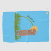Serviette De Golf Un mignon chien de prairie reniflant la caricature (Horizontal)