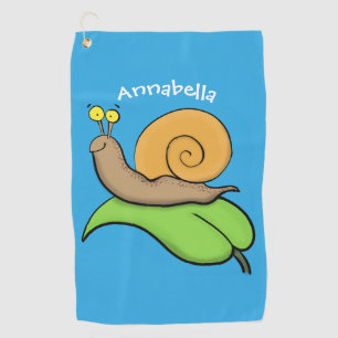 Serviette De Golf Un mignon escargot heureux sur une illustration d'