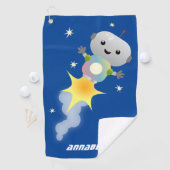 Serviette De Golf Un mignon robot volant dans l'espace dessin animé (En situation)