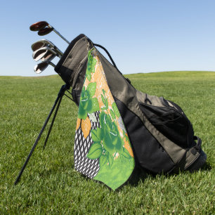 Serviette De Golf Un motif décoratif orné vert et vert