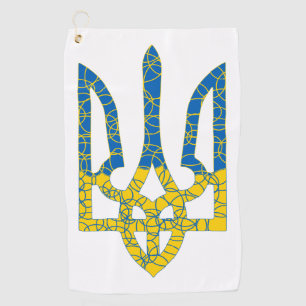 Serviette De Golf Un trident ukrainien texturé drapeau d'Ukraine cou