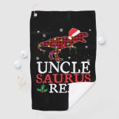Serviette De Golf Unclesaurus Rex Red Plaid Christmas Lights Family (En situation)