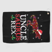 Serviette De Golf Unclesaurus Rex Red Plaid Christmas Lights Family (Horizontal)