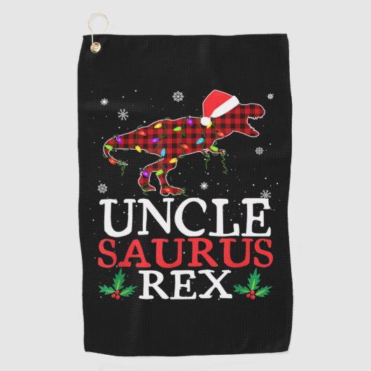Serviette De Golf Unclesaurus Rex Red Plaid Christmas Lights Family (Devant)