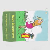 Serviette De Golf Une femme golfeuse devient un tremplin (Horizontal)
