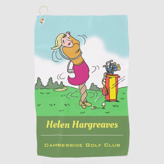 Serviette De Golf Une femme golfeuse devient un tremplin (Devant)