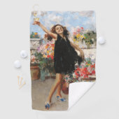 Serviette De Golf Une Jeune Femme Fête La Victoire (Vincenzo Irolli) (En situation)