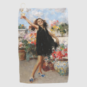 Serviette De Golf Une Jeune Femme Fête La Victoire (Vincenzo Irolli)