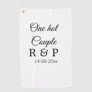 Serviette De Golf Une lettre initiale de nom de couple chaud date te