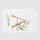 Serviette De Golf Une parties scintillant d'or d'eucalyptus monogram (Horizontal)