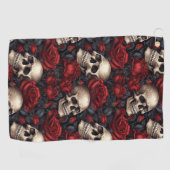 Serviette De Golf Une série de crânes et de roses Design 10 (Horizontal)