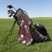 Serviette De Golf Une série de crânes et de roses Design 10 (Vert)
