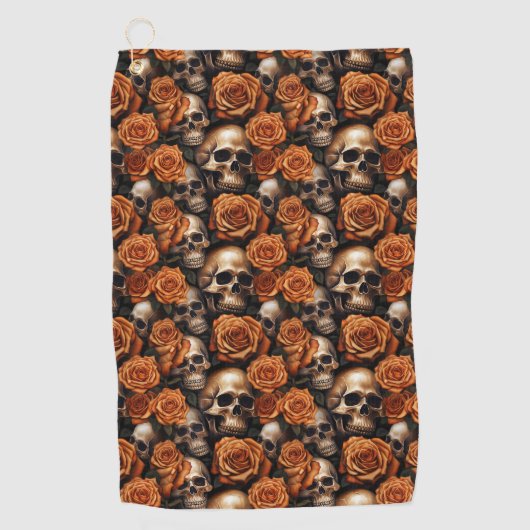 Serviette De Golf Une série de crânes et de roses Design 9 (Devant)