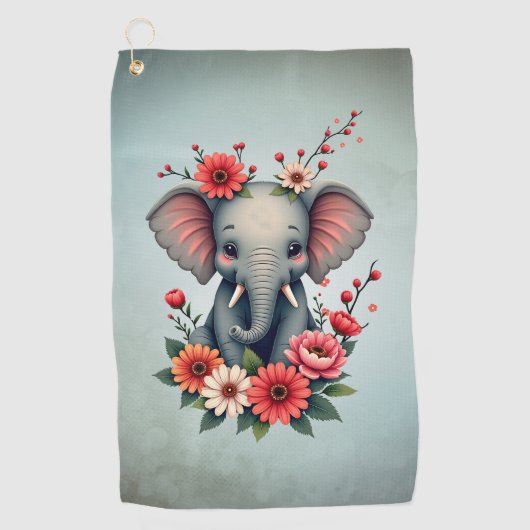Serviette De Golf Une touche d'été : Le bébé éléphant (Devant)