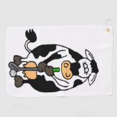 Serviette De Golf Une vache qui joue au golf (Horizontal)