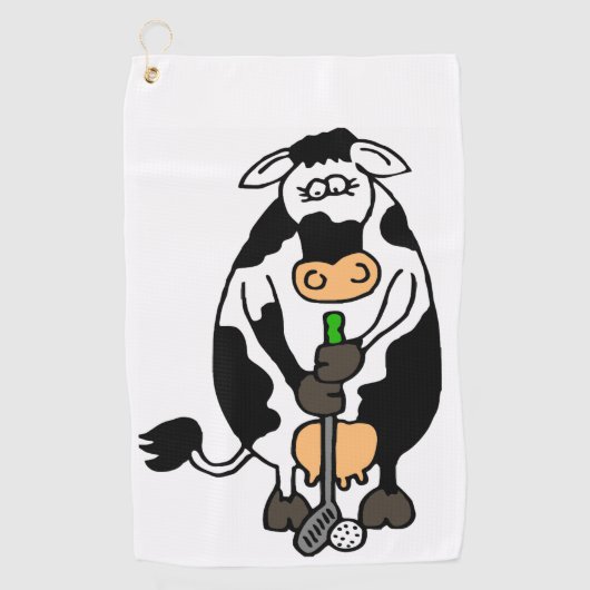 Serviette De Golf Une vache qui joue au golf (Devant)