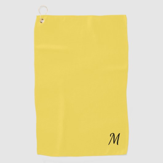 Serviette De Golf Uni jaune monogramme (Devant)