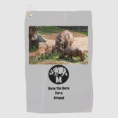 Serviette De Golf Unicorn Rhino Silhouette Monogramme Photo (Devant)
