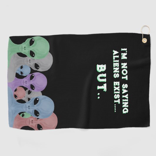 Serviette De Golf Unique Hand Drawn Multi Coloured Aliens (Horizontal)